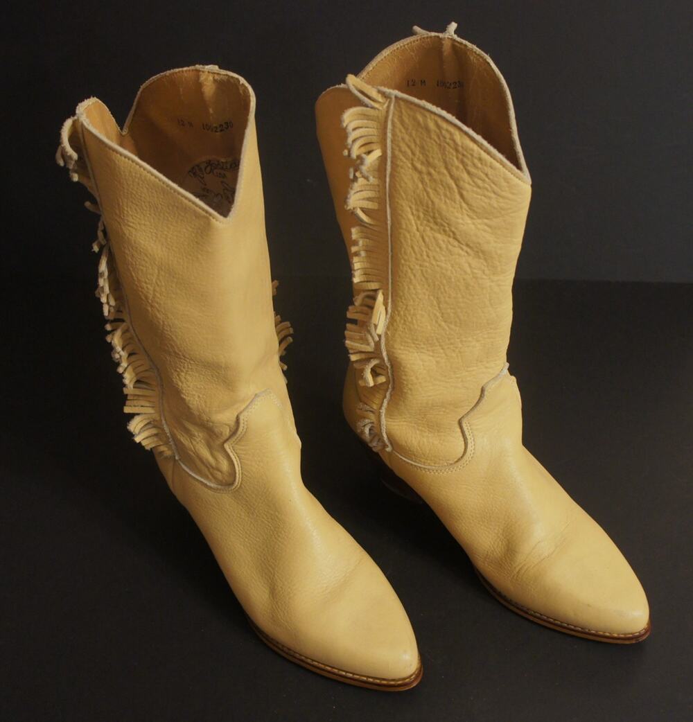 Women's Vintage Western Cowboy Boots Tan With Fringe - Zodiac size 12M